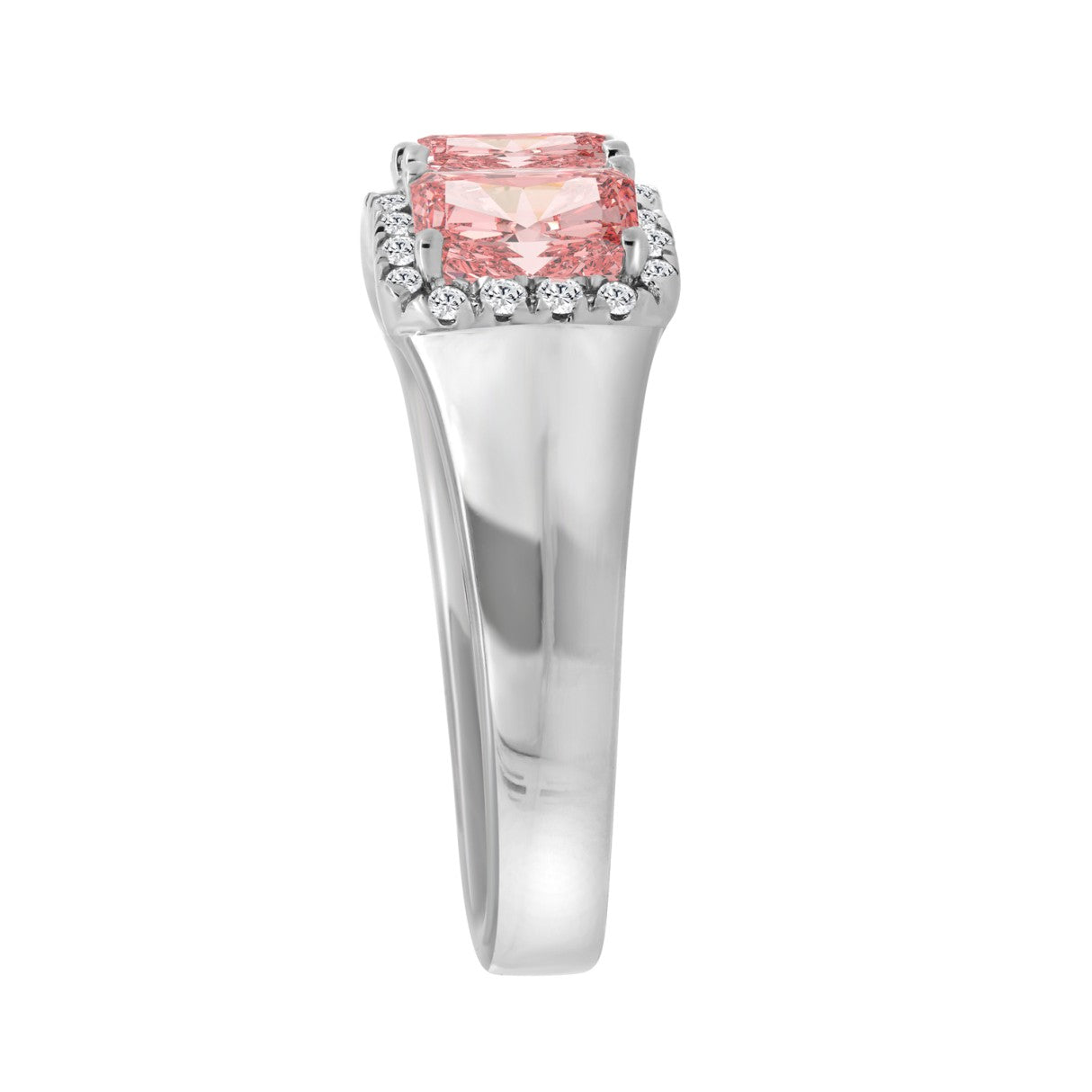 14K WHITE GOLD 1 3/4CT ROUND/PINK RADIANT DIAMOND LADIES RING