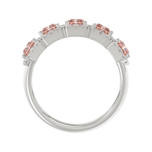 ETERNAL BLUSH COLLECTION 14K WHITE GOLD 3.00CT ROUND/PINK RADIANT DIAMOND LADIES RING