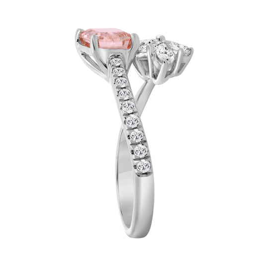 14K WHITE GOLD 2.1/4CT ROUND/MARQUISE/PEAR/PINK RADIANT DIAMOND LADIES RING