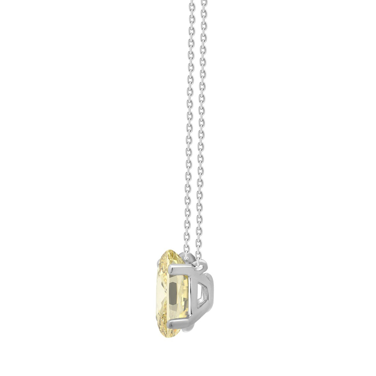 14K WHITE GOLD 1.00CT YELLOW OVAL DIAMOND LADIES NECKLACE