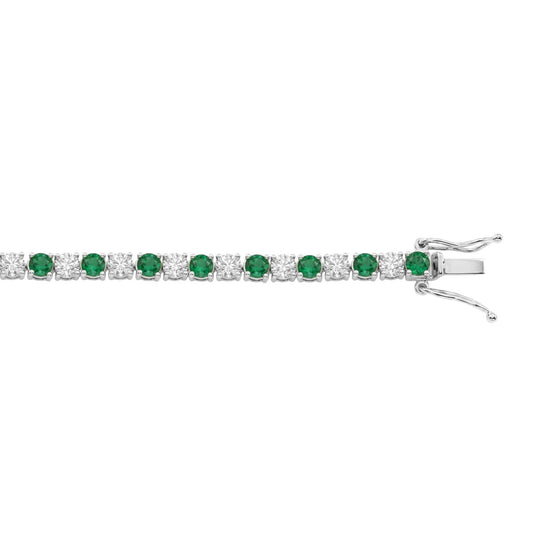 14K WHITE GOLD 5 3/8CT ROUND/EMERALD ROUND  DIAMOND LADIES BRACELET (ROUND EMERALD 3CT)