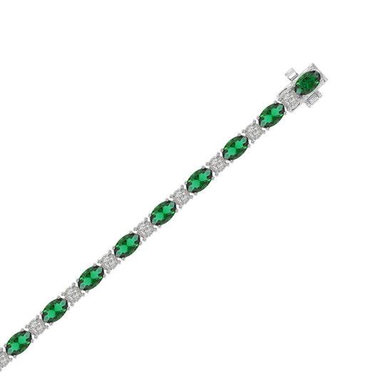 14K WHITE GOLD 6 7/8CT ROUND/EMERALD OVAL DIAMOND LADIES BRACELET (EMERALD OVAL 6 1/6CT)