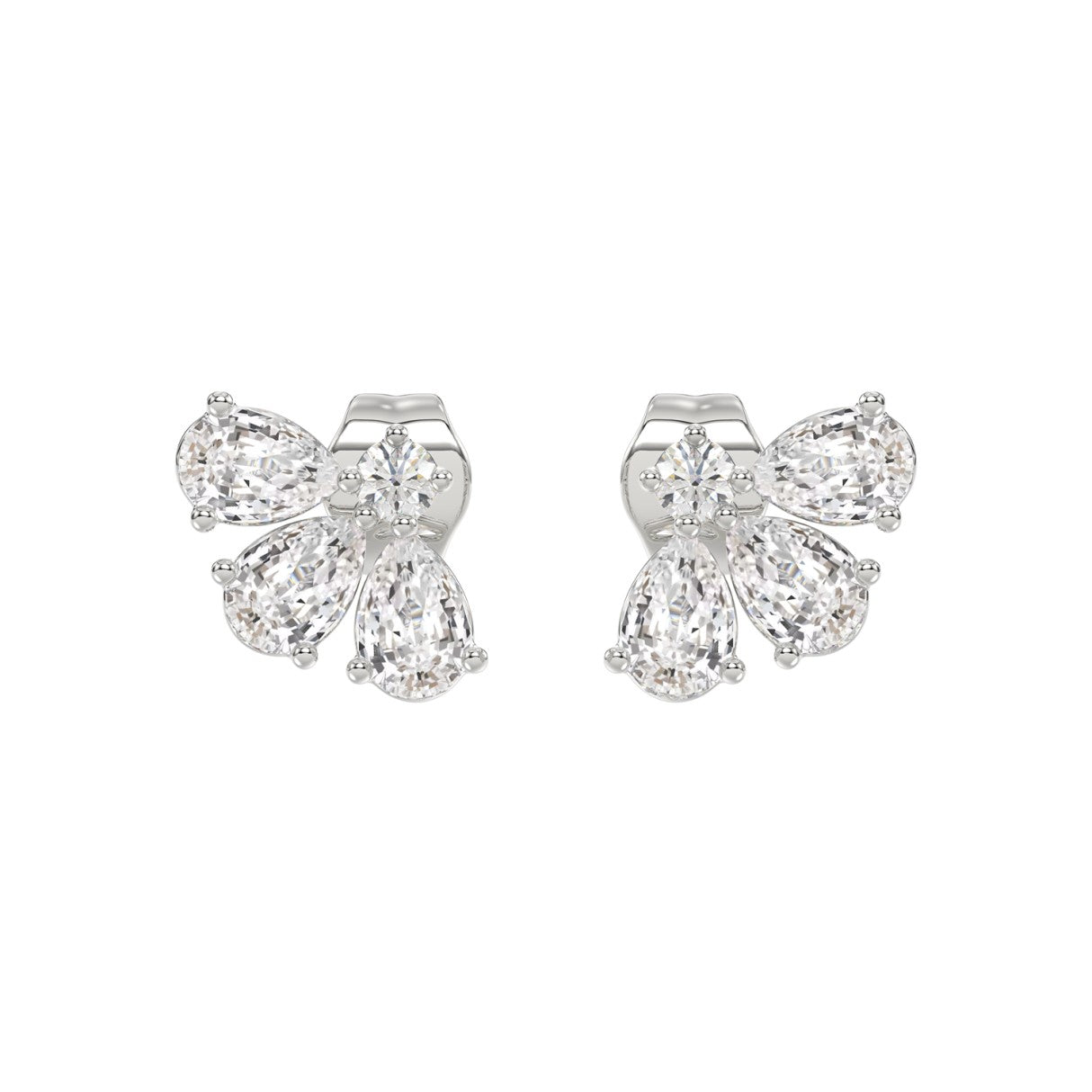 14K WHITE GOLD 1.00CT ROUND/PEAR DIAMOND LADIES EARRINGS