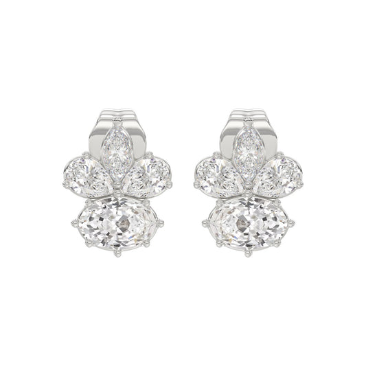 14K WHITE GOLD 1 3/4CT MARQUISE/PEAR/OVAL DIAMOND LADIES EARRINGS