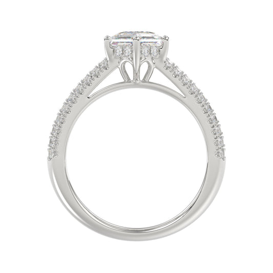 14K WHITE GOLD 3 1/2CT ROUND/BAGUETTE/HEXAGON DIAMOND LADIES RING
