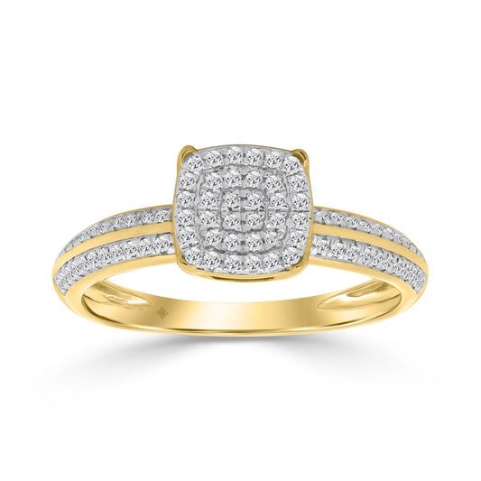 10K YELLOW GOLD 1/5CT ROUND DIAMOND LADIES RING