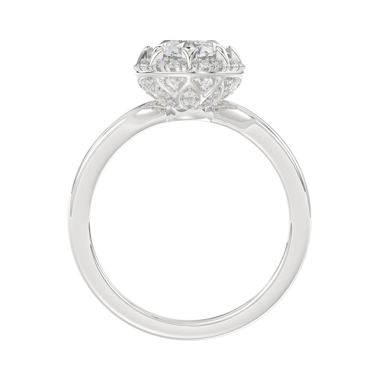 14K WHITE GOLD 2 1/4CT ROUND/OVAL DIAMOND LADIES RING