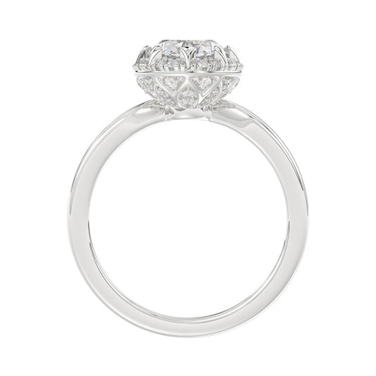 14K WHITE GOLD 2 1/4CT ROUND/OVAL DIAMOND LADIES RING