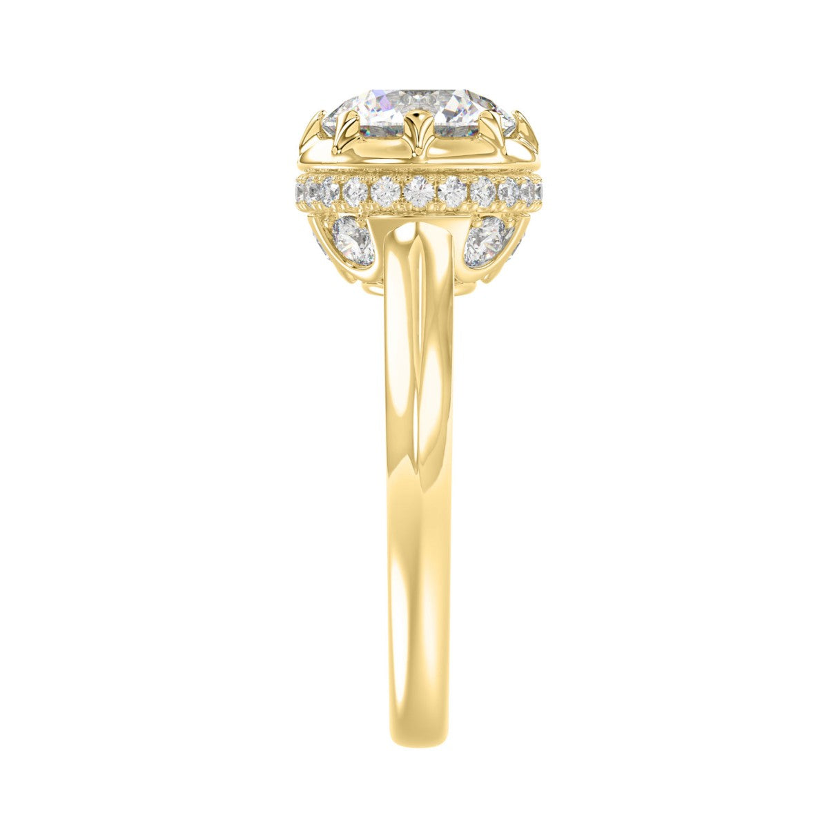 14K YELLOW GOLD 2 1/2CT ROUND DIAMOND LADIES RING (CENTER STONE ROUND DIAMOND 2CT)
