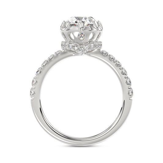 14K WHITE GOLD 2 1/2CT ROUND/OVAL DIAMOND LADIES RING (CENTER STONE OVAL DIAMOND 2CT)