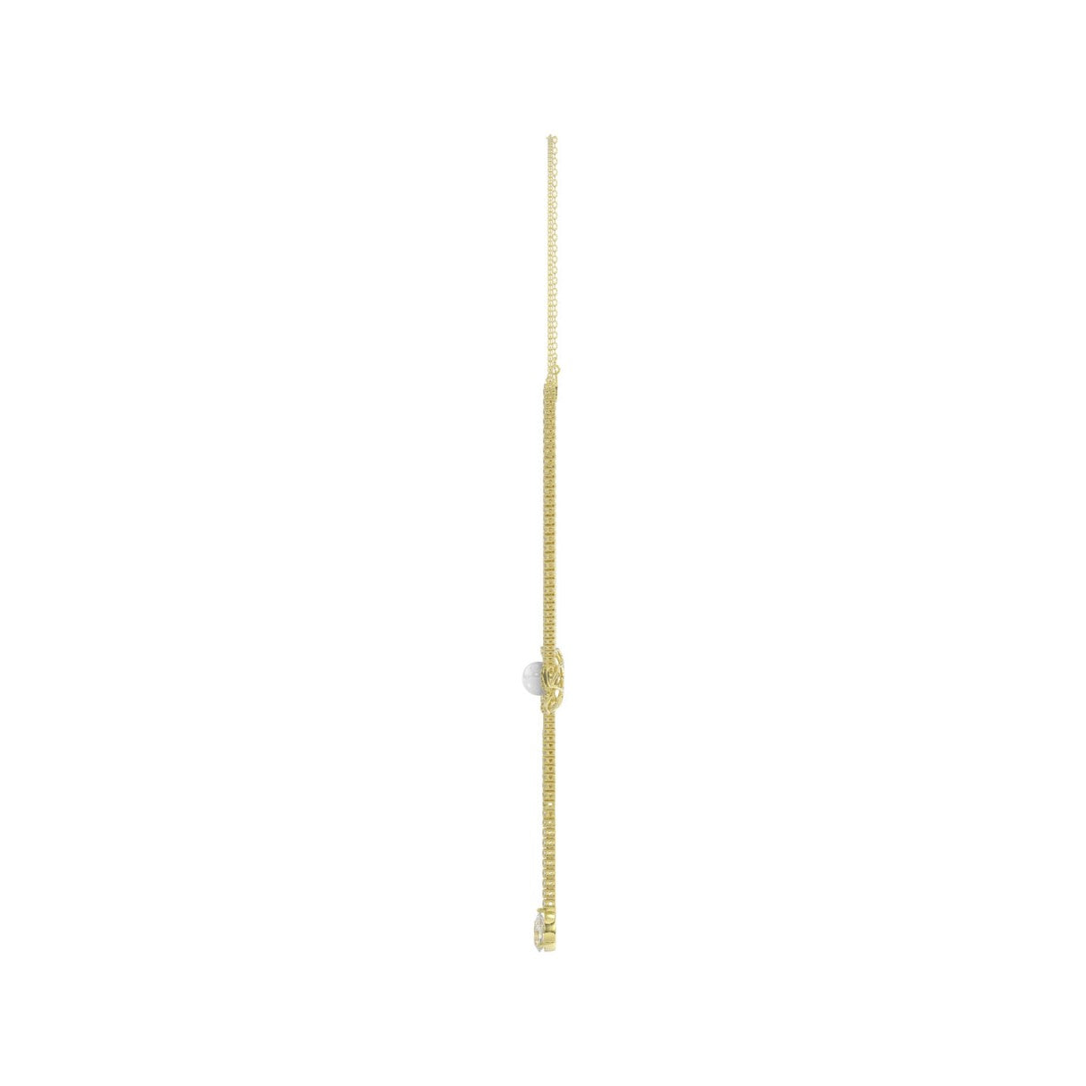14K YELLOW GOLD 4.00CT ROUND/PEARL/PEAR DIAMOND LADIES NECKLACE