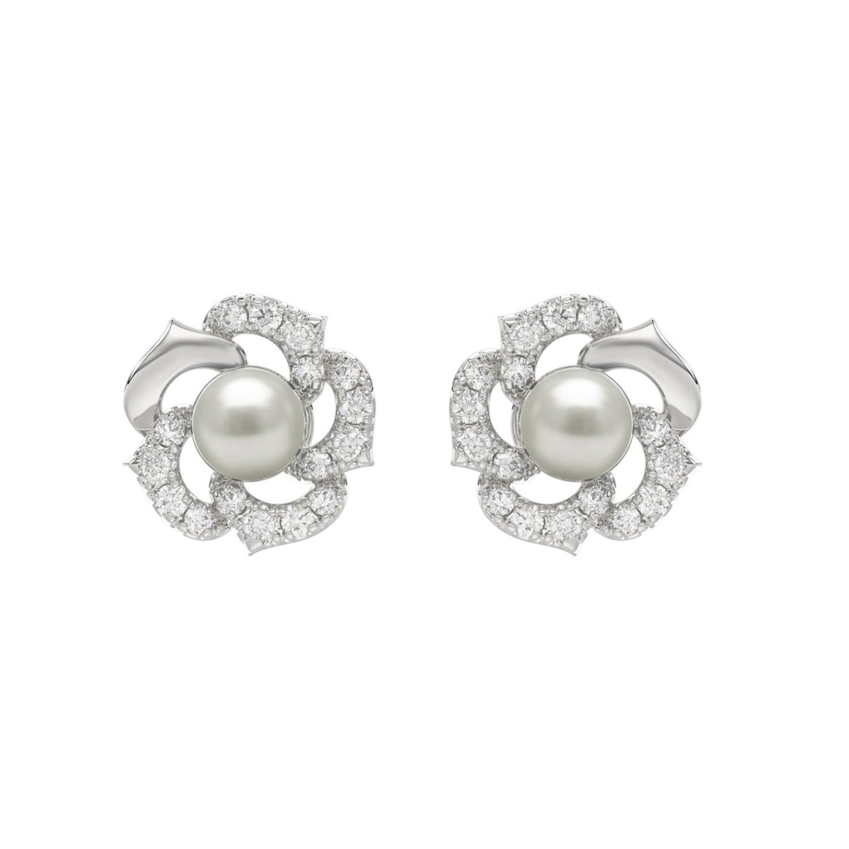 10K White Gold 1/4Ct Round Diamond & Pearl Drop Earrings For Women Classic Luxury Jewelry (Color F-G -Clarity Vs1/Vs2)