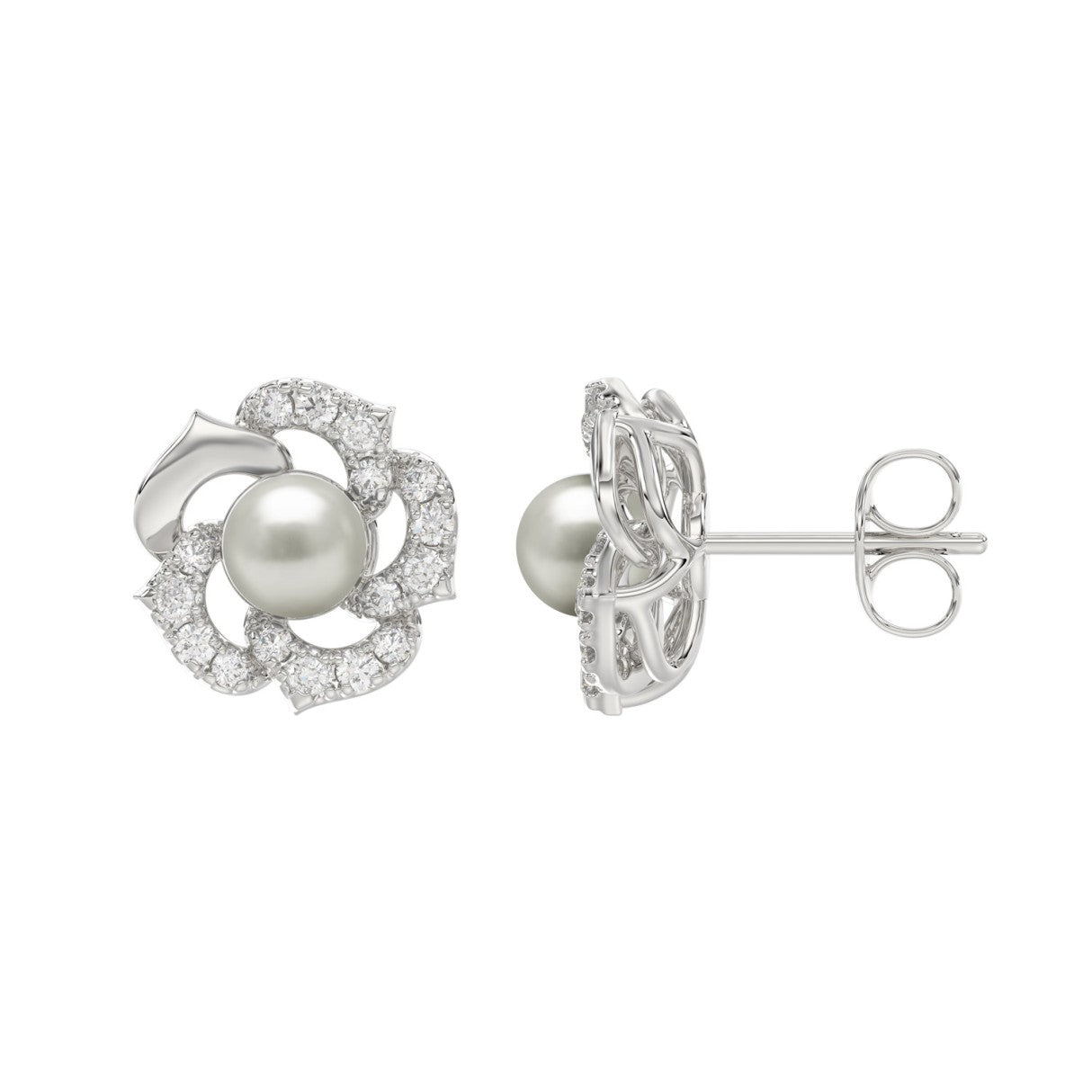 10K White Gold 1/4Ct Round Diamond & Pearl Drop Earrings For Women Classic Luxury Jewelry (Color F-G -Clarity Vs1/Vs2)