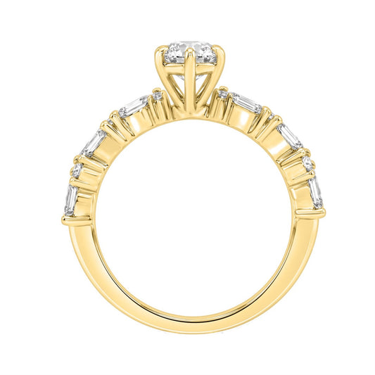 14K YELLOW GOLD 2 3/4CT ROUND/MARQUISE DIAMOND LADIES RING (CENTER STONE MARQUISE DIAMOND 2CT)