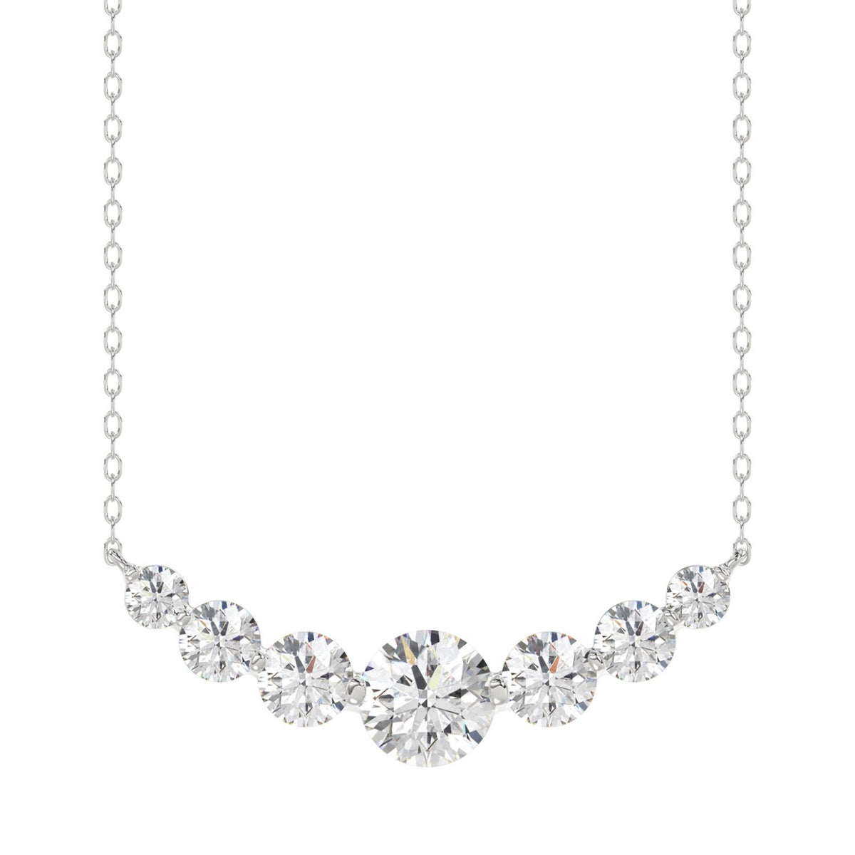 14K WHITE GOLD 1 3/4CT ROUND DIAMOND LADIES NECKLACE