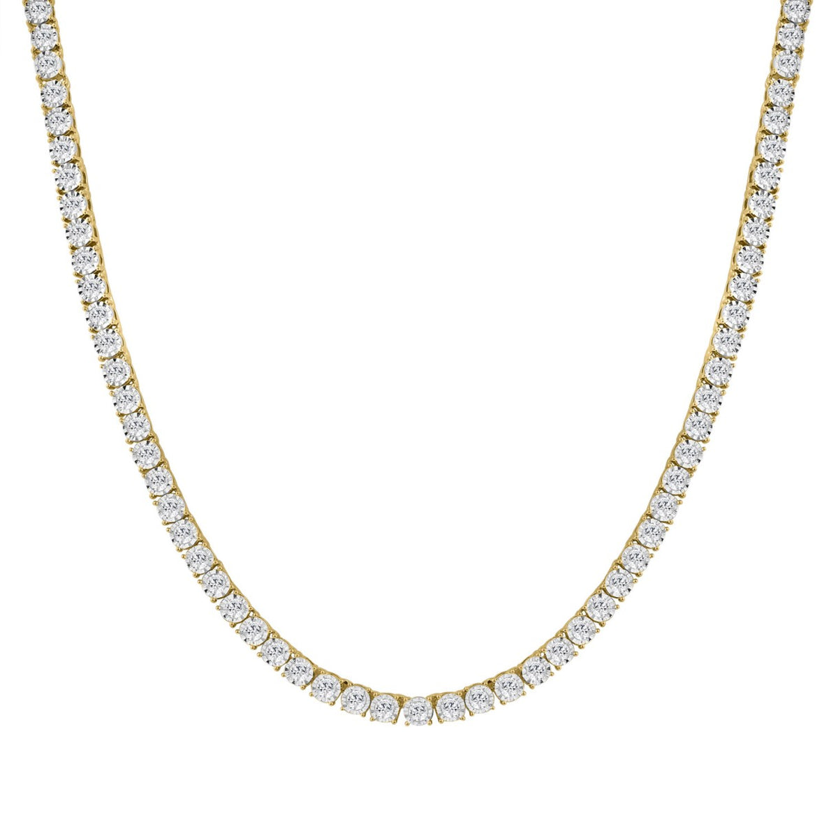 14K YELLOW GOLD 12.00CT ROUND DIAMOND MEN'S NECKLACE