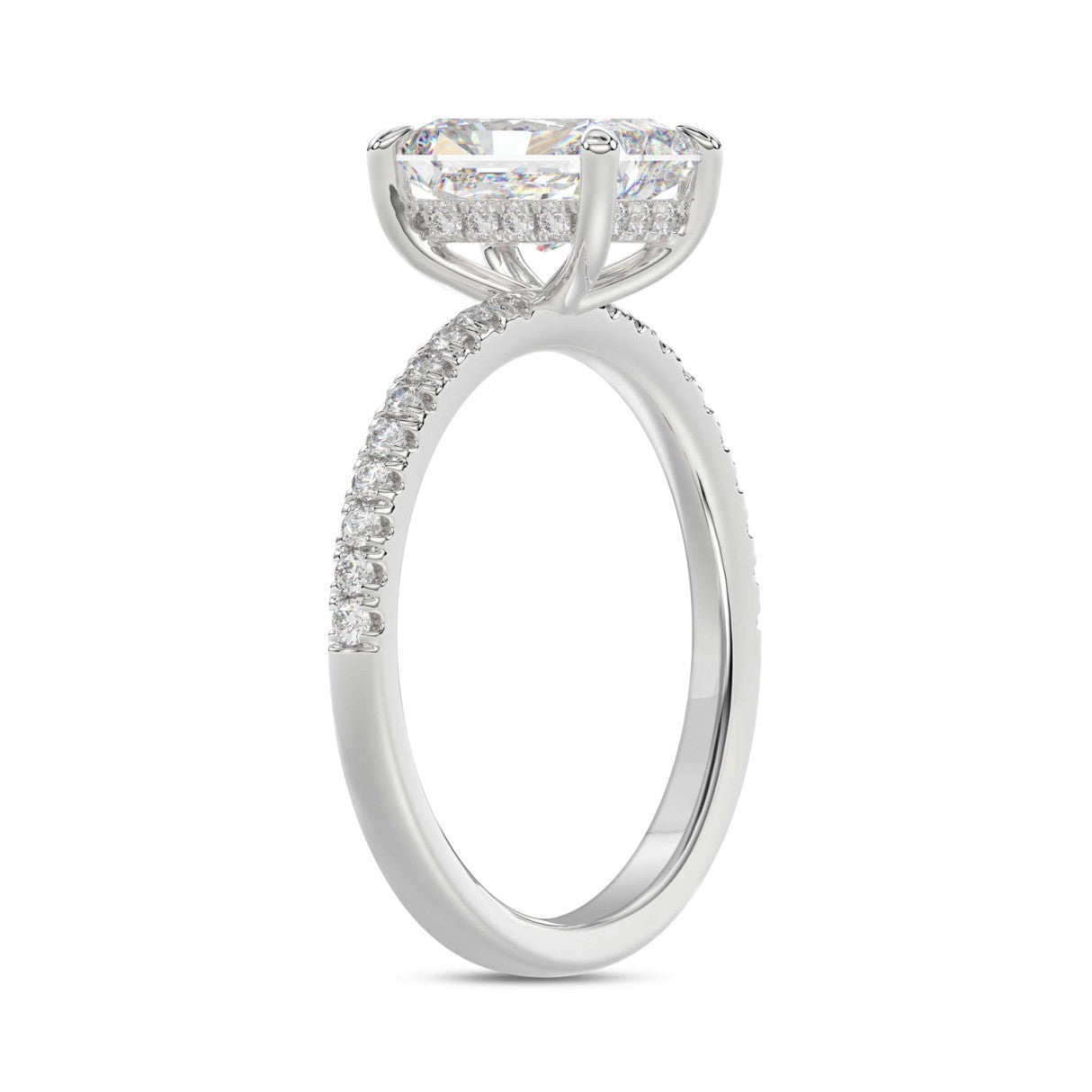 14K WHITE GOLD 1 3/4CT ROUND/RADIANT DIAMOND LADIES RING (CENTER STONE RADIANT DIAMOND 1 1/2CT)