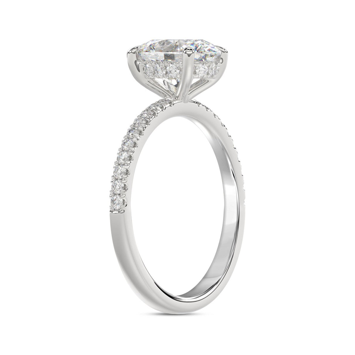 14K WHITE GOLD 1 3/4CT ROUND/OVAL DIAMOND LADIES RING (CENTER STONE OVAL DIAMOND 1 1/2CT)