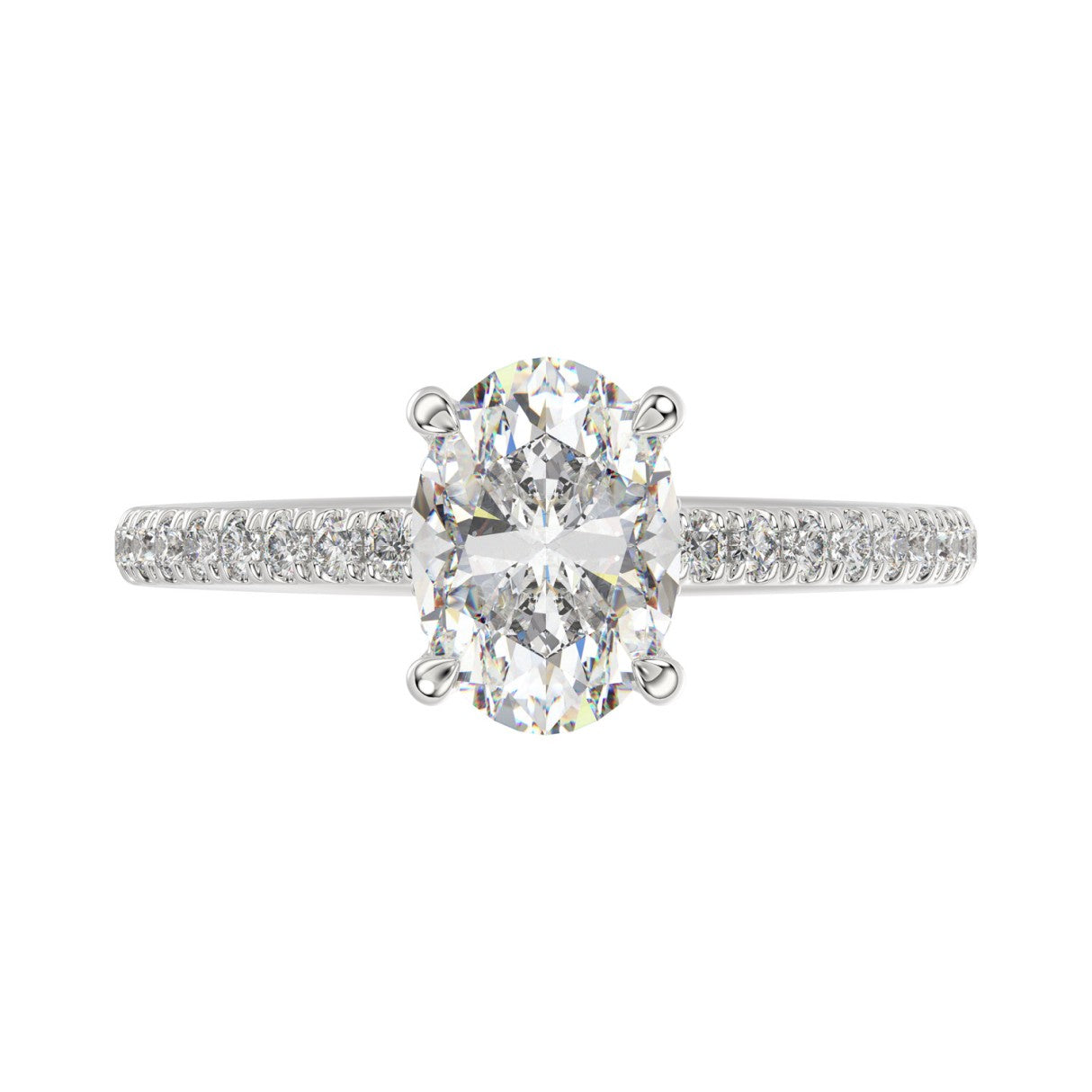 14K WHITE GOLD 1 3/4CT ROUND/OVAL DIAMOND LADIES RING (CENTER STONE OVAL DIAMOND 1 1/2CT)