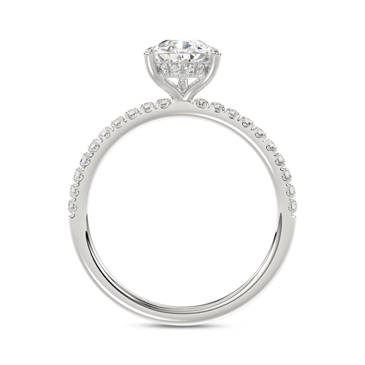 14K WHITE GOLD 1 3/4CT ROUND/PEAR DIAMOND LADIES RING (CENTER STONE PEAR DIAMOND 1 1/2CT)