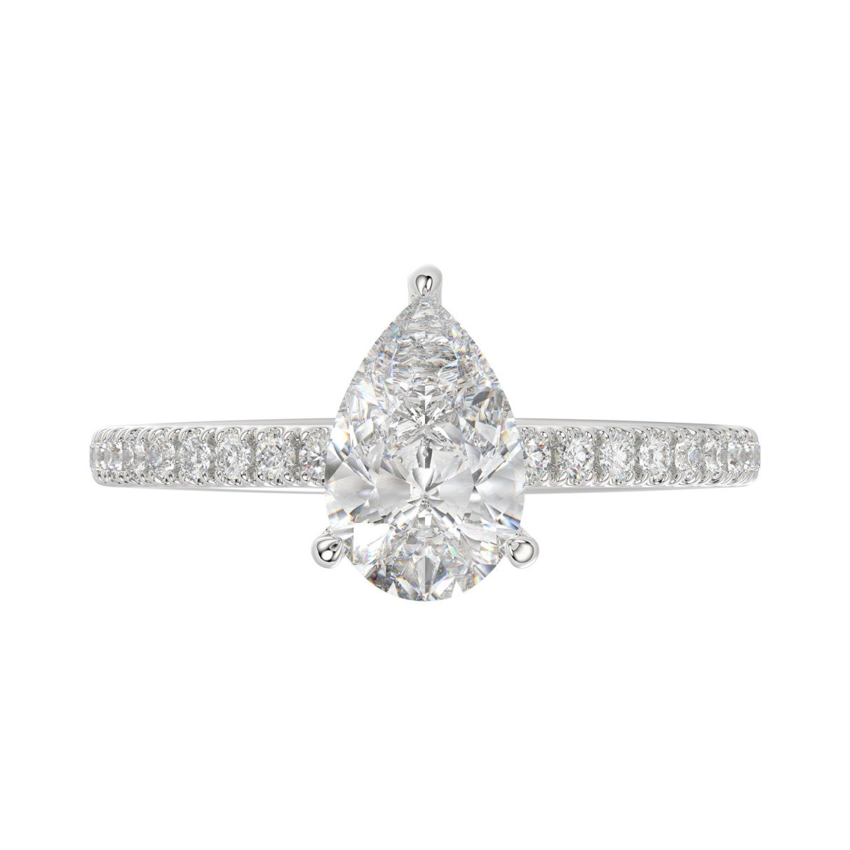 14K WHITE GOLD 1 3/4CT ROUND/PEAR DIAMOND LADIES RING (CENTER STONE PEAR DIAMOND 1 1/2CT)
