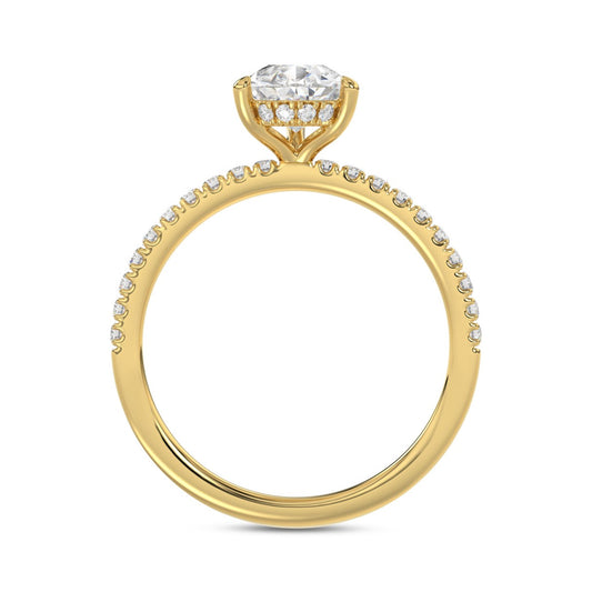 14K YELLOW GOLD 1 3/4CT ROUND/PEAR DIAMOND LADIES RING (CENTER STONE PEAR DIAMOND 1 1/2CT)