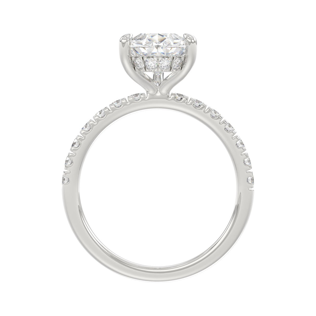 14K WHITE GOLD 3 1/2CT ROUND/PEAR DIAMOND LADIES RING (CENTER STONE PEAR DIAMOND 3CT)