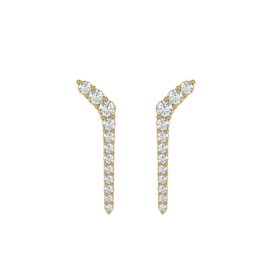 10K Yellow Gold 1/2 Ct Round Lab Brown Diamond Elegant Ladies Fine Jewelry Fashion Earrings (Color F-G -Clarity Vs1/Vs2)