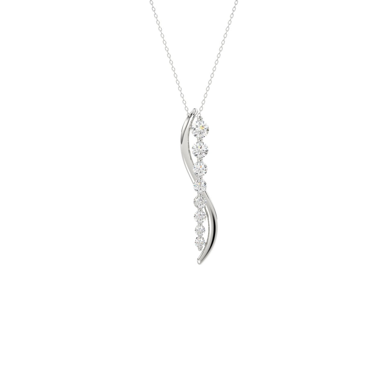 10K White Gold 3/8 Ct Round Lab-Grown Diamond Pendant With Chain Women Fancy Fashion Jewelry (Color F-G -Clarity Vs1/Vs2)