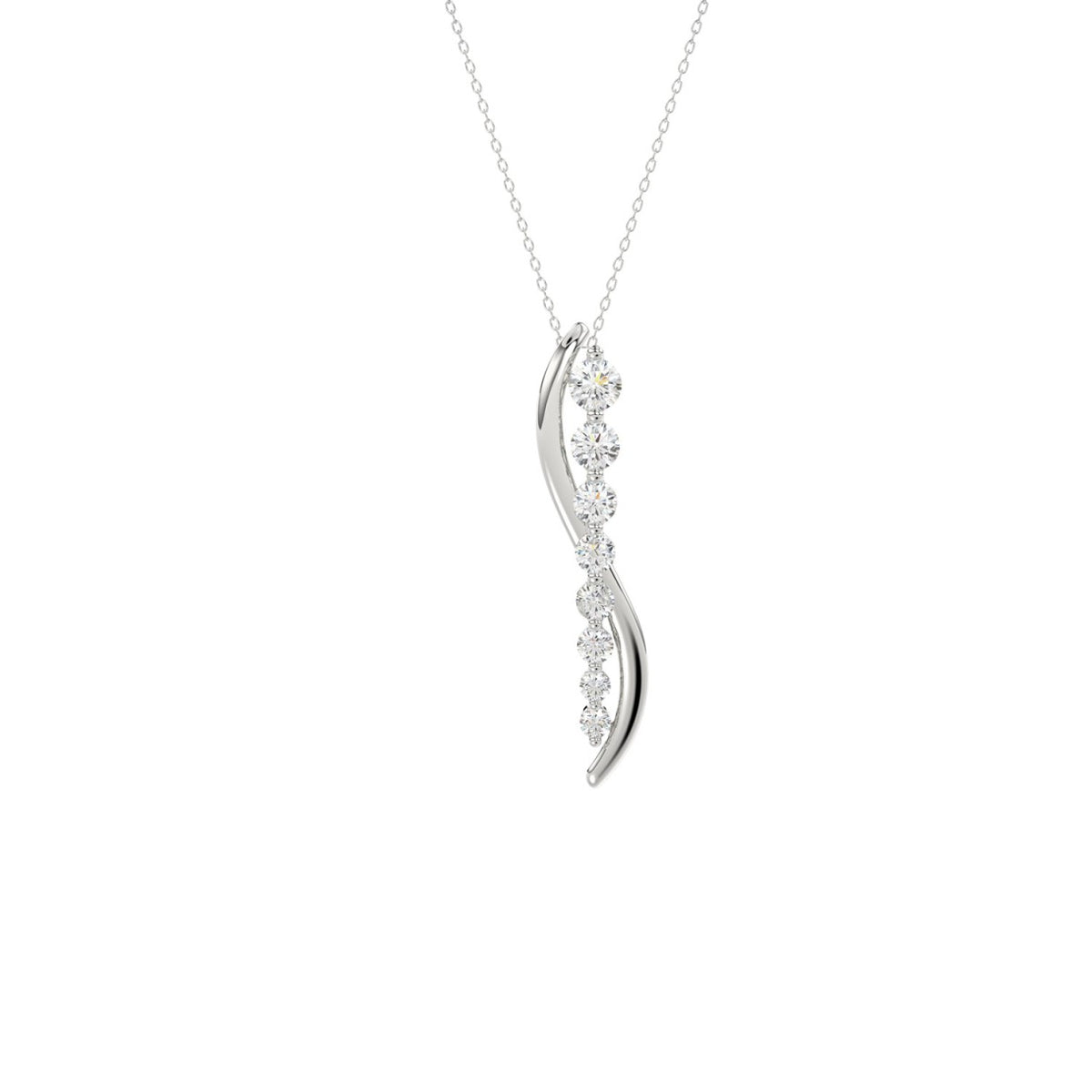 10K White Gold 3/8 Ct Round Lab-Grown Diamond Pendant With Chain Women Fancy Fashion Jewelry (Color F-G -Clarity Vs1/Vs2)