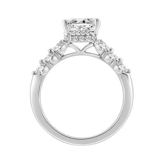 14K WHITE GOLD 4.00CT ROUND/OVAL/MARQUISE DIAMOND LADIES RING (CENTER STONE OVAL DIAMOND 3CT)