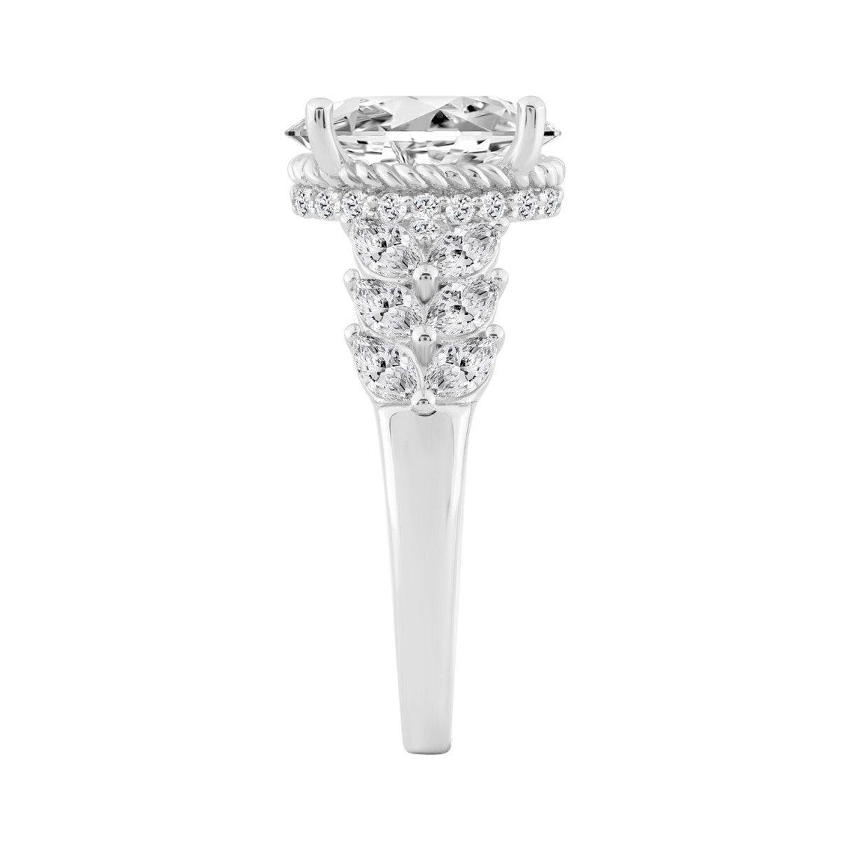 14K WHITE GOLD 4.00CT ROUND/OVAL/MARQUISE DIAMOND LADIES RING (CENTER STONE OVAL DIAMOND 3CT)