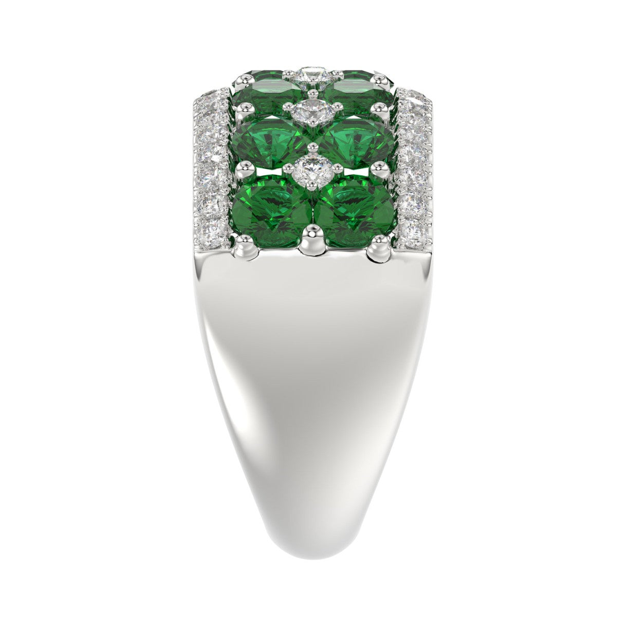 14K WHITE GOLD 4.00CT ROUND DIAMOND LADIES RING (CENTER STONE ROUND EMERALD DIAMOND 3 1/2CT)
