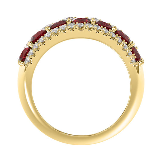 14K YELLOW GOLD 4.00CT ROUND DIAMOND LADIES RING (CENTER STONE ROUND RUBY DIAMOND 3 1/2CT)
