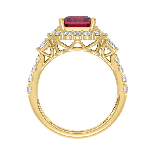 14K YELLOW GOLD 4 1/2CT ROUND/EMERALD DIAMOND LADIES RING (CENTER STONE RUBY EMERALD DIAMOND 3CT)