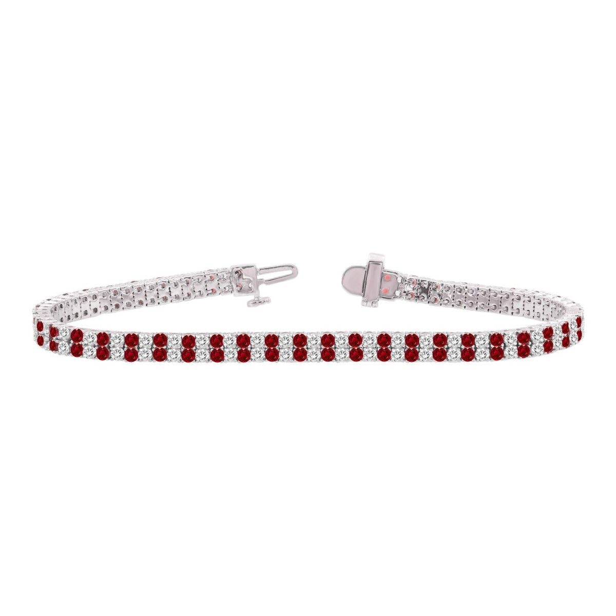 14K WHITE GOLD 5 3/4CT ROUND/RUBY ROUND DIAMOND LADIES BRACELET (RUBY ROUND DIAMOND 2 3/4CT)