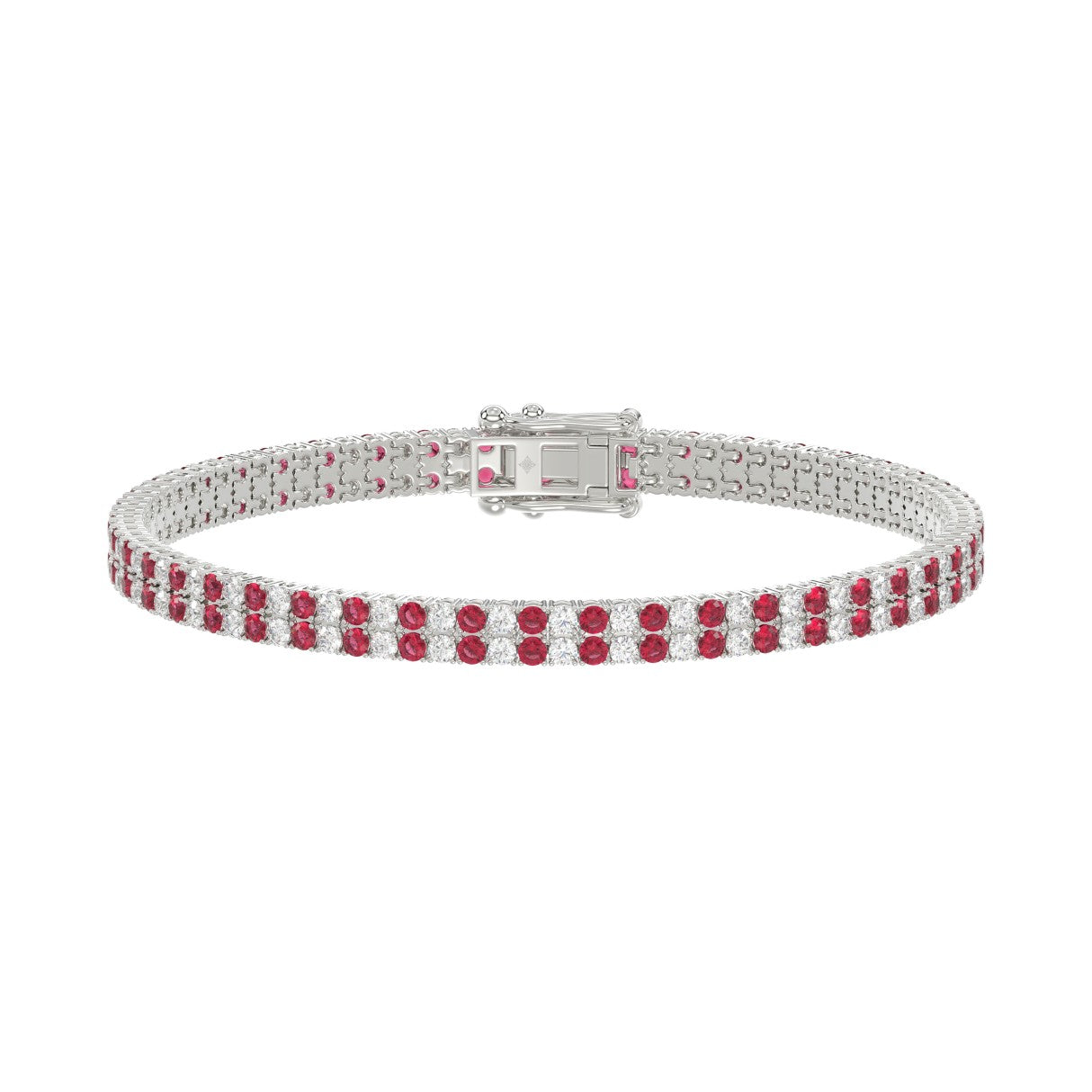 14K WHITE GOLD 5 3/4CT ROUND/RUBY ROUND DIAMOND LADIES BRACELET (RUBY ROUND DIAMOND 2 3/4CT)