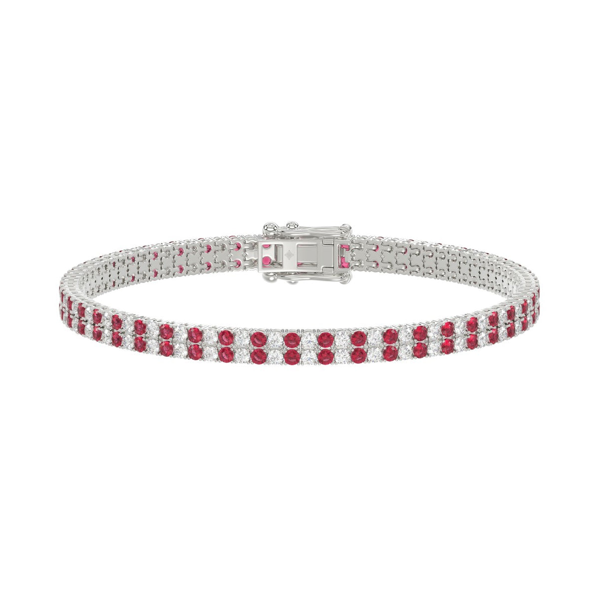 14K WHITE GOLD 5 3/4CT ROUND/RUBY ROUND DIAMOND LADIES BRACELET (RUBY ROUND DIAMOND 2 3/4CT)
