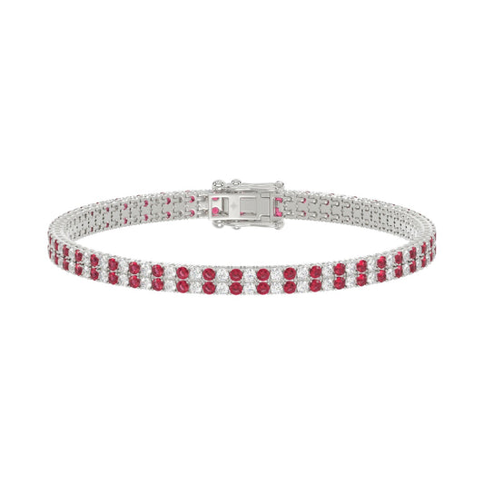 14K WHITE GOLD 5 3/4CT ROUND/RUBY ROUND DIAMOND LADIES BRACELET (RUBY ROUND DIAMOND 2 3/4CT)
