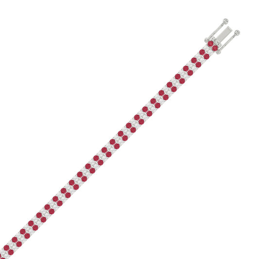 14K WHITE GOLD 5 3/4CT ROUND/RUBY ROUND DIAMOND LADIES BRACELET (RUBY ROUND DIAMOND 2 3/4CT)
