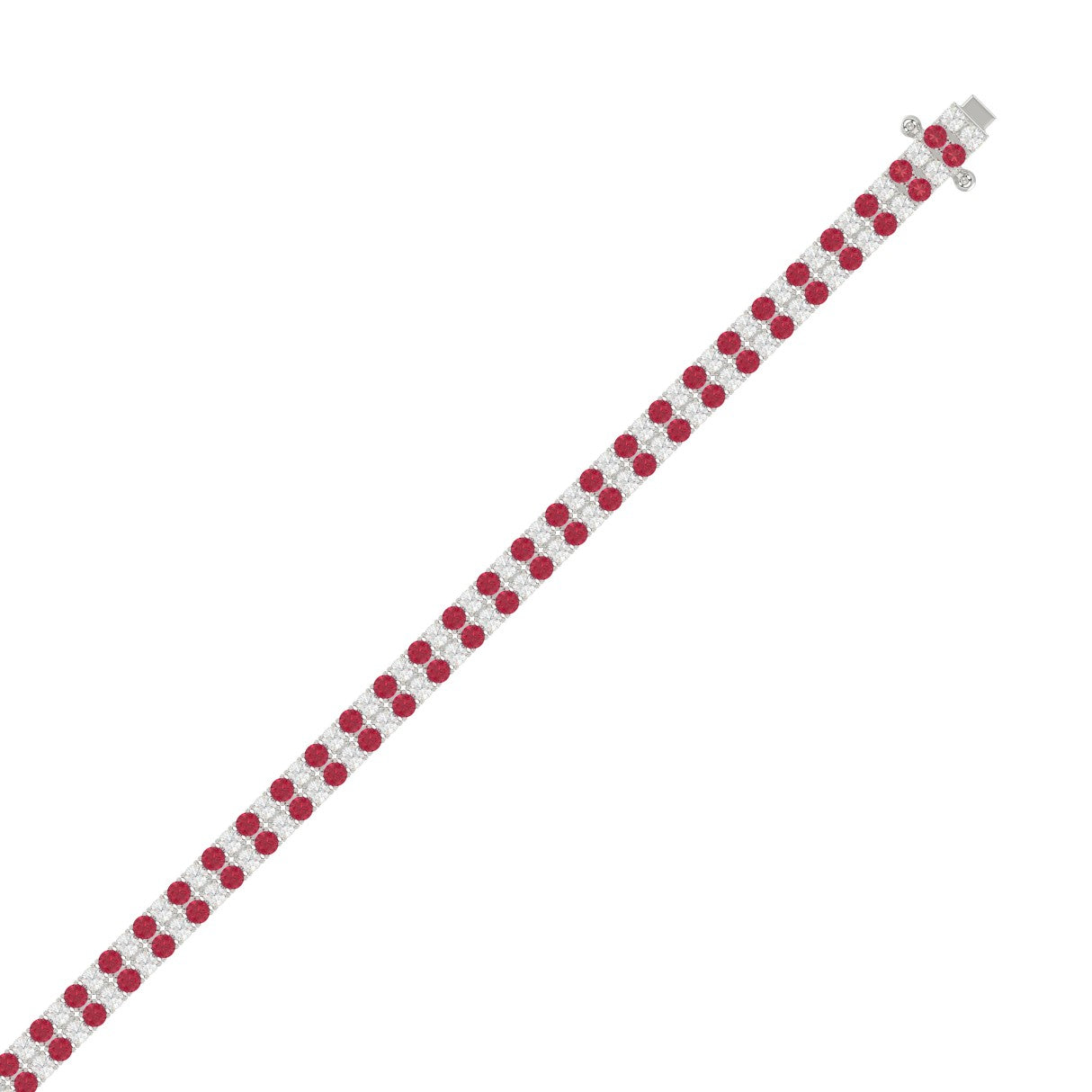 14K WHITE GOLD 5 3/4CT ROUND/RUBY ROUND DIAMOND LADIES BRACELET (RUBY ROUND DIAMOND 2 3/4CT)