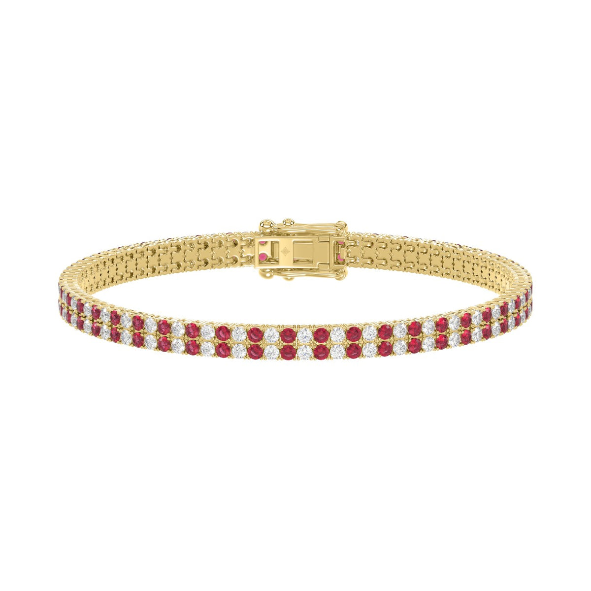 14K YELLOW GOLD 5 3/4CT ROUND/RUBY ROUND DIAMOND LADIES BRACELET (RUBY ROUND DIAMOND 2 3/4CT)