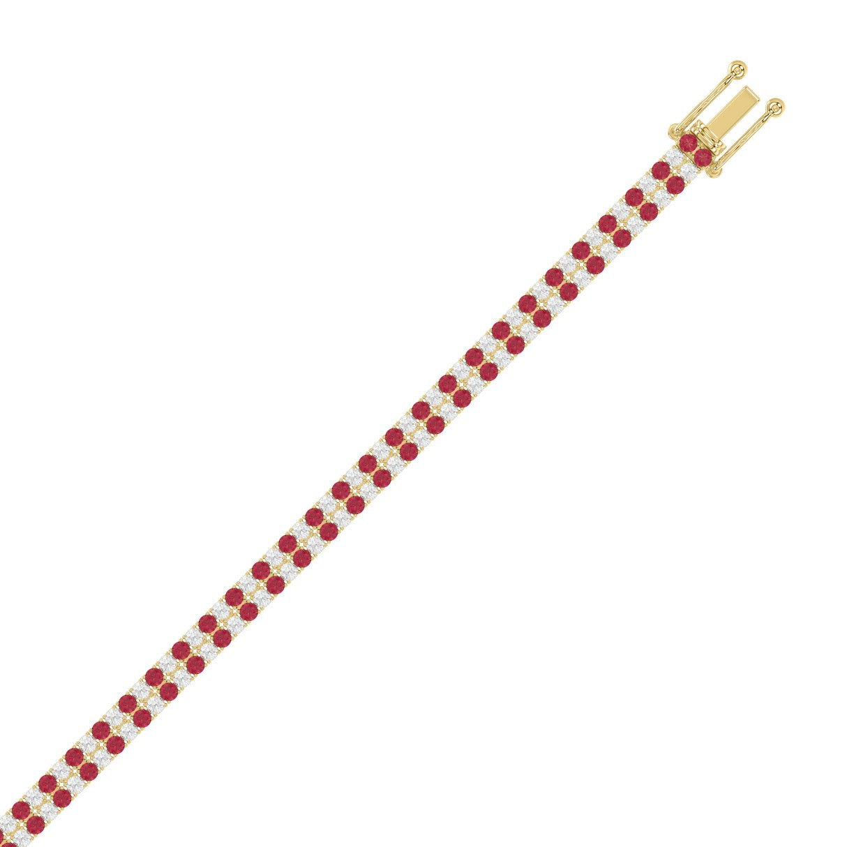 14K YELLOW GOLD 5 3/4CT ROUND/RUBY ROUND DIAMOND LADIES BRACELET (RUBY ROUND DIAMOND 2 3/4CT)