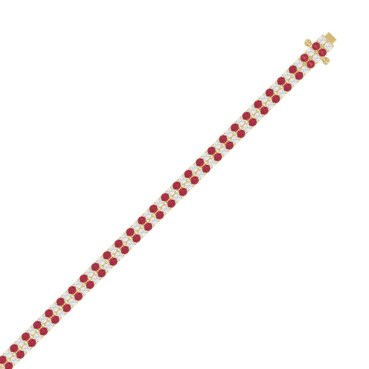 14K YELLOW GOLD 5 3/4CT ROUND/RUBY ROUND DIAMOND LADIES BRACELET (RUBY ROUND DIAMOND 2 3/4CT)