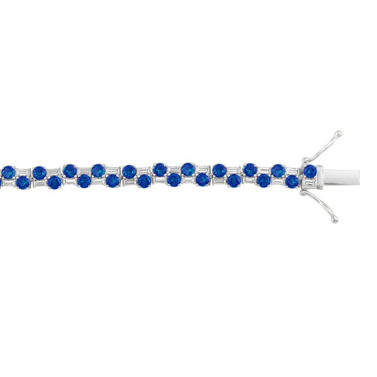 14K WHITE GOLD 9.00CT BAGUETTE/ROUND DIAMOND LADIES BRACELET (BLUE SAPPHIRE ROUND DIAMOND 7 7/8CT)