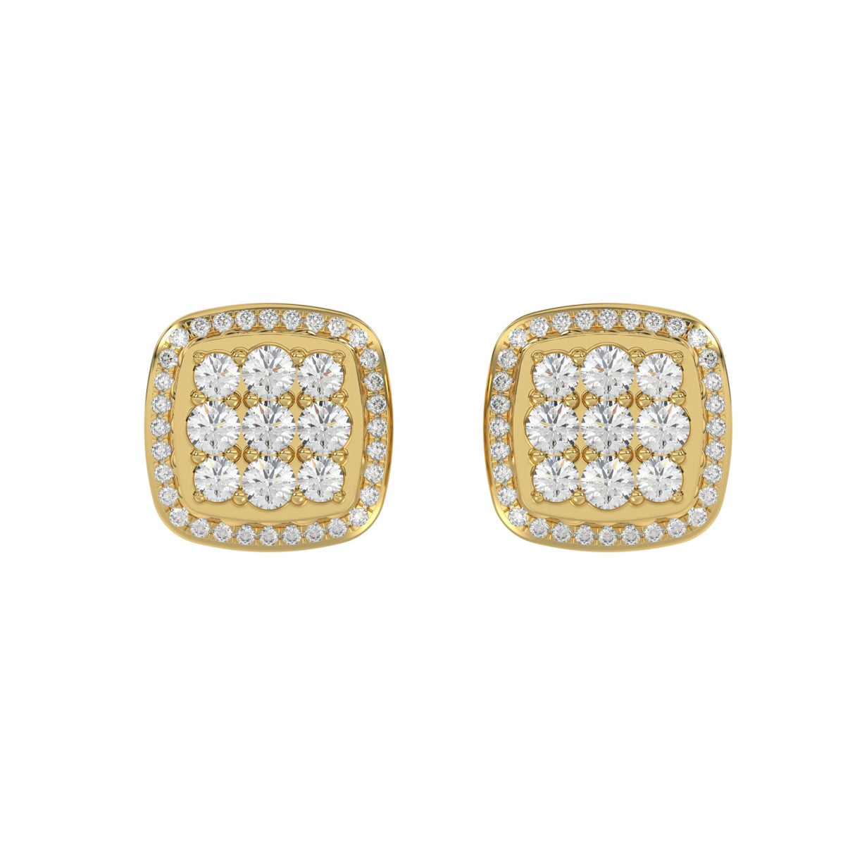 10K YELLOW GOLD 3/4CT ROUND DIAMOND LADIES EARRINGS