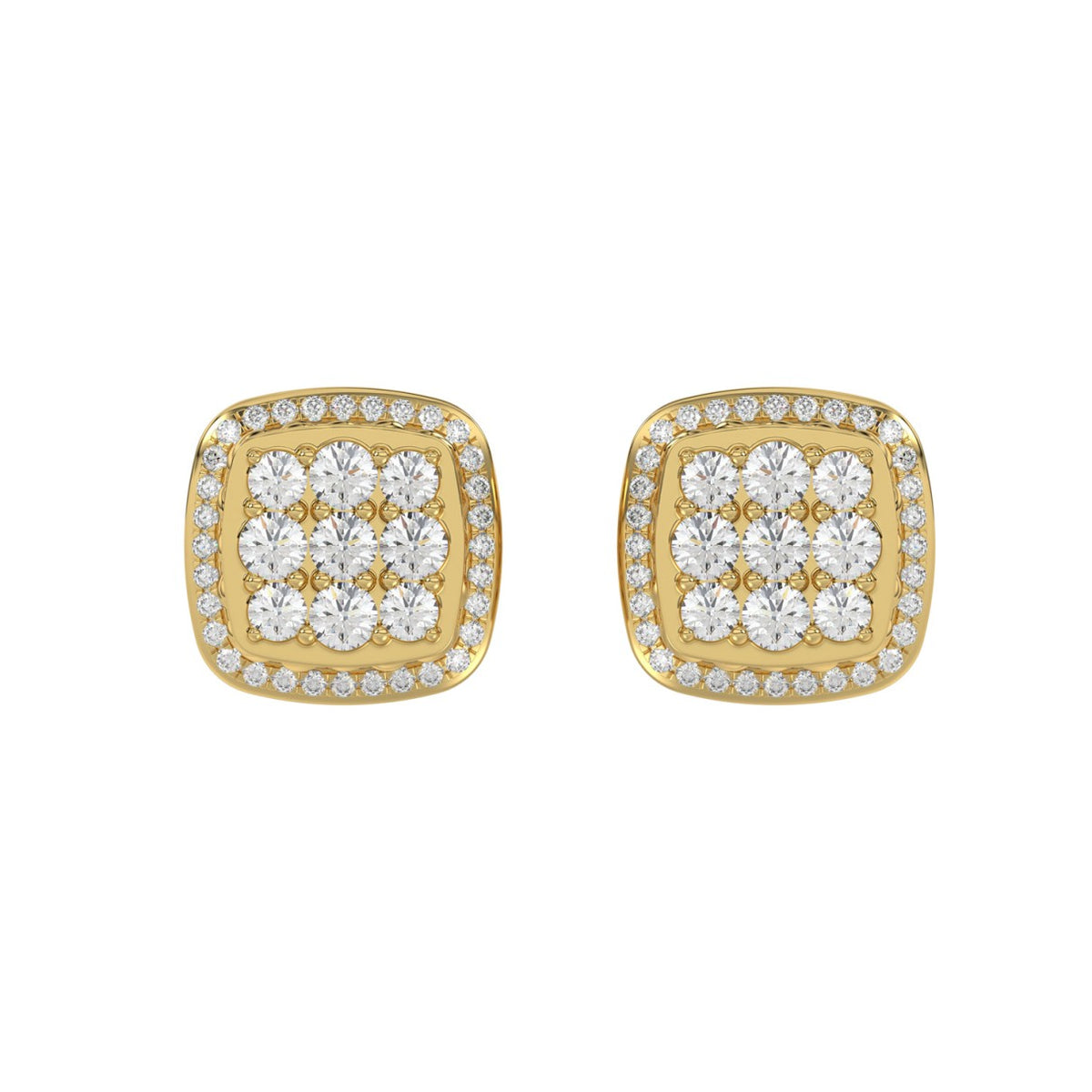 10K YELLOW GOLD 3/4CT ROUND DIAMOND LADIES EARRINGS