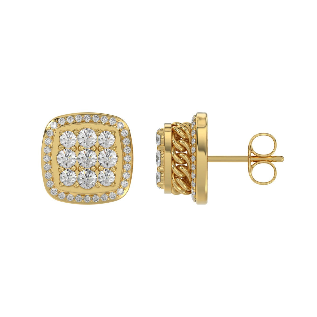 10K YELLOW GOLD 3/4CT ROUND DIAMOND LADIES EARRINGS