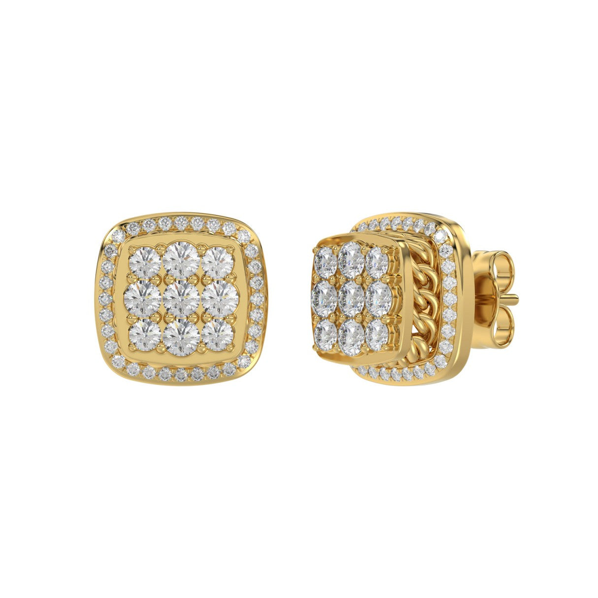 10K YELLOW GOLD 3/4CT ROUND DIAMOND LADIES EARRINGS