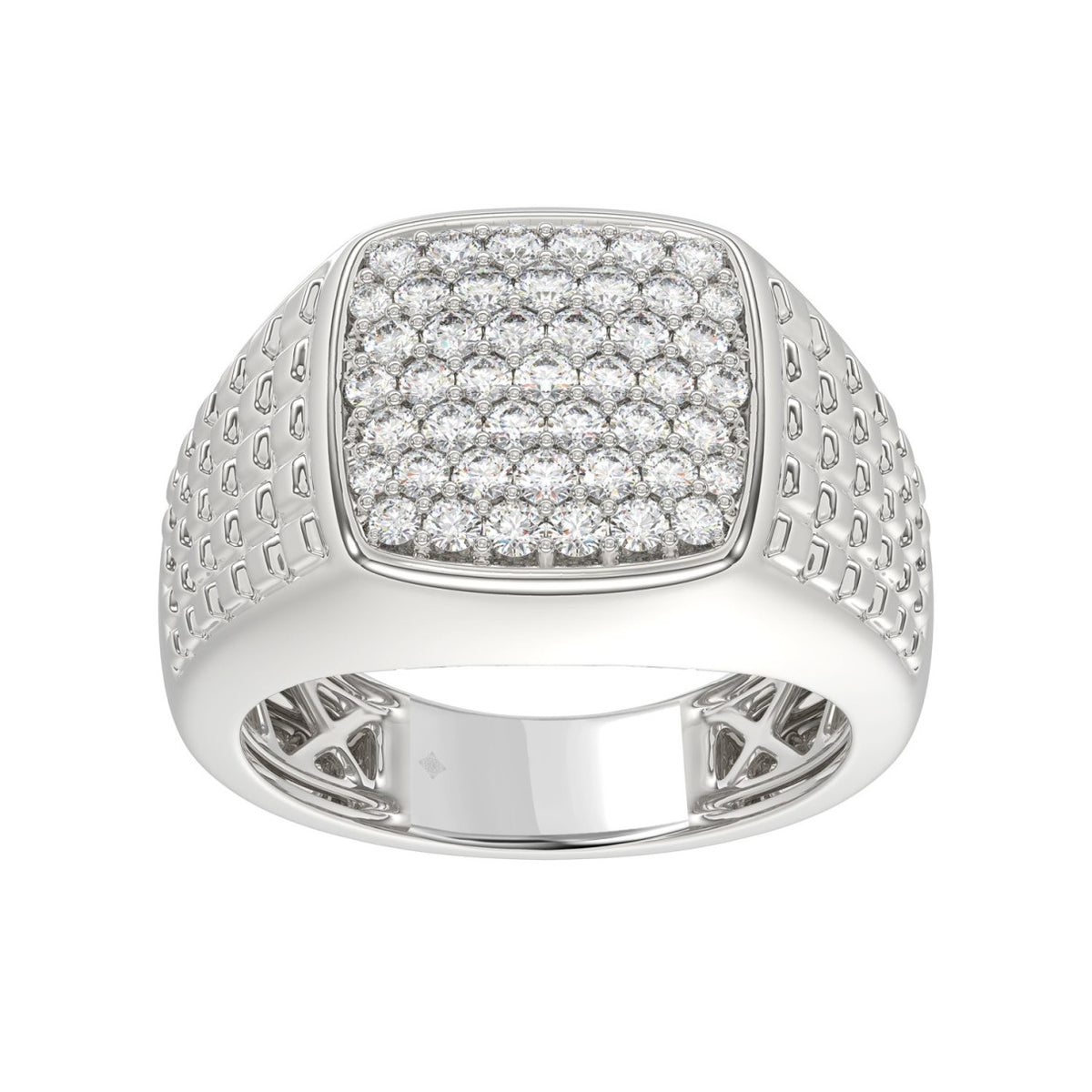 10K WHITE GOLD 1.00CT ROUND DIAMOND MEN'S RING